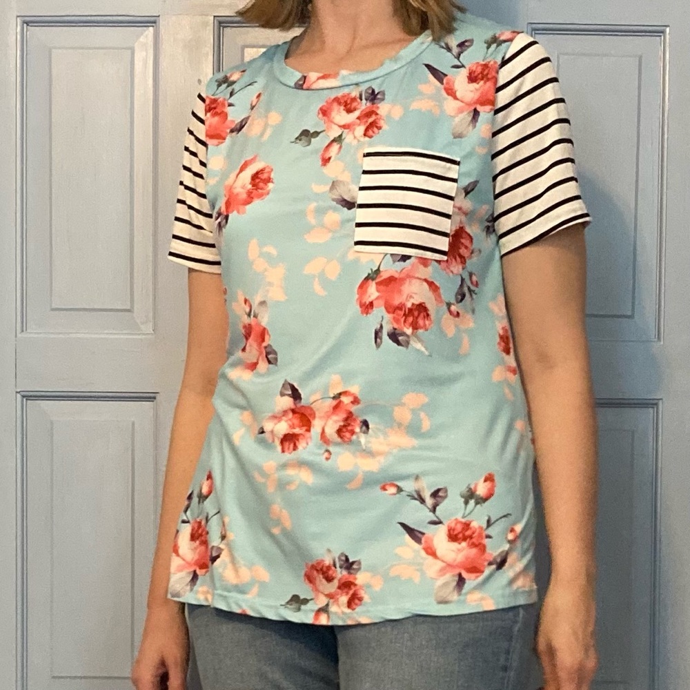 Floral/striped shirt